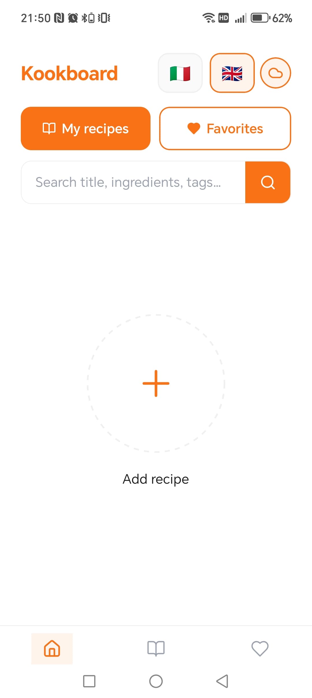 Kook Board home screen showing recipe highlights