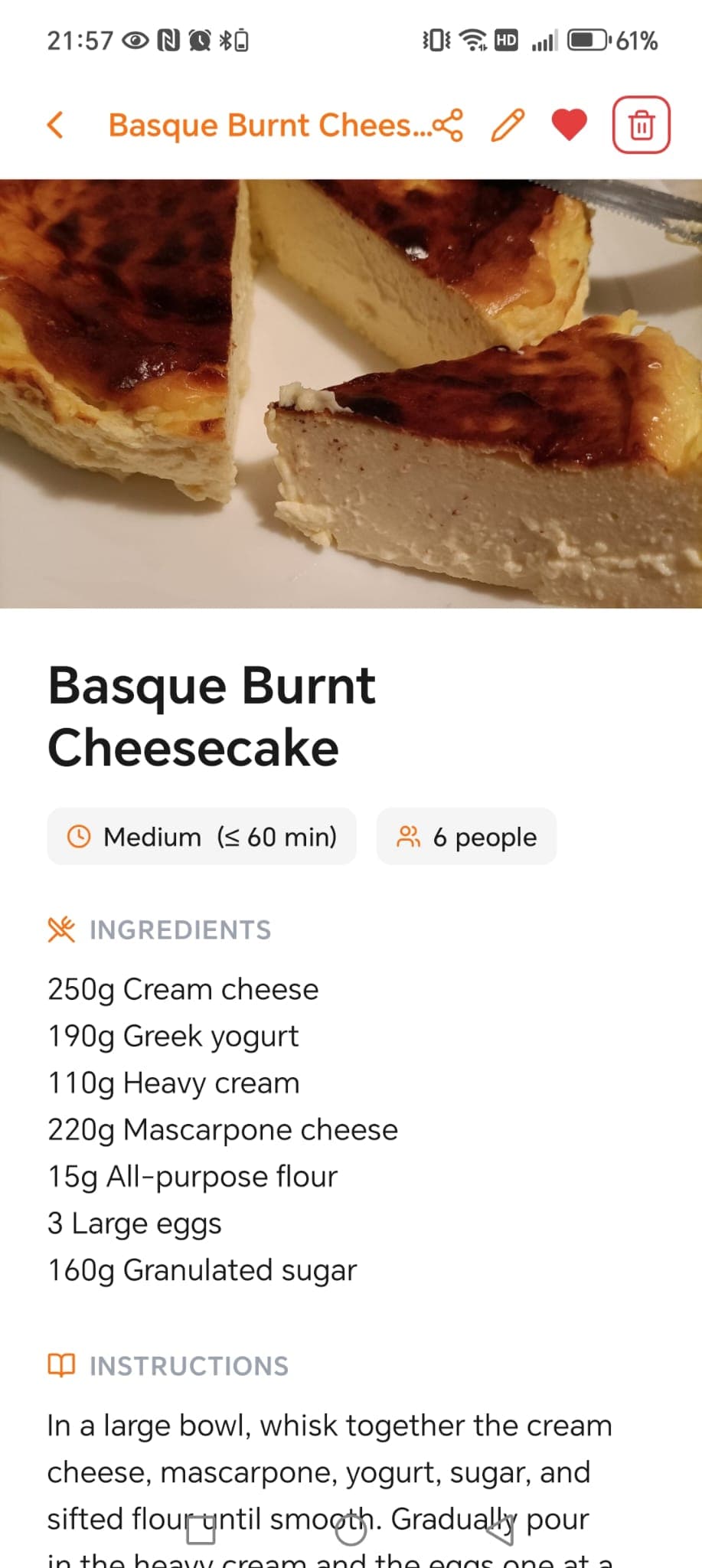 Single recipe view in Kook Board